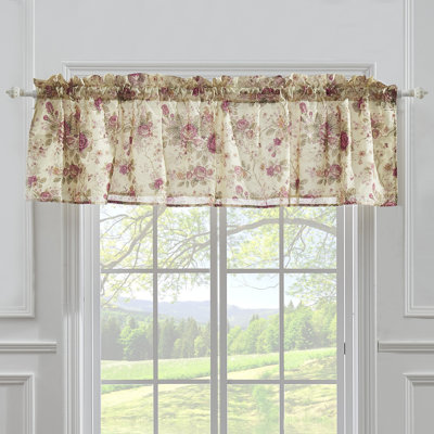 Greenland Home Fashions Antique Rose Ecru Window Valance – 19" H x 84" W Lined Cotton Curtain With Rod Pocket And 2" Header