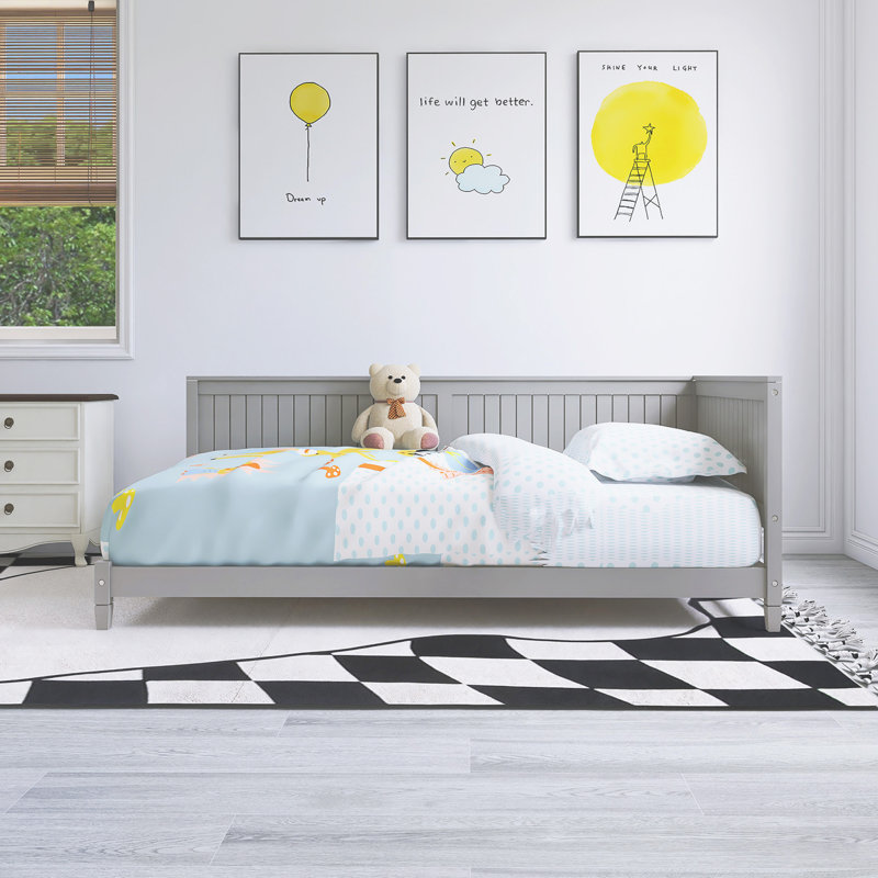 80"X42" Twin Size Wood Coffee Bed, Gray