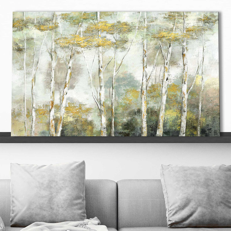 Twinkling Trees par Nan - Peinture, L 48 po x H 28 po, Toile tendue