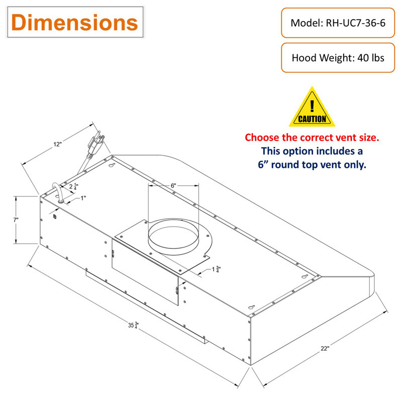 Awoco 36" Stainless Steel 900 CFM Ducted (Vented) Under Cabinet Range Hood with Baffle Filter