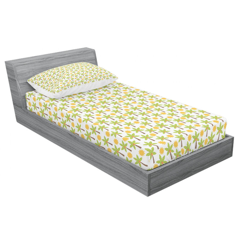 Palm Tree Microfiber Sheet Set, Twin XL Sheet Set with Fitted Sheet
