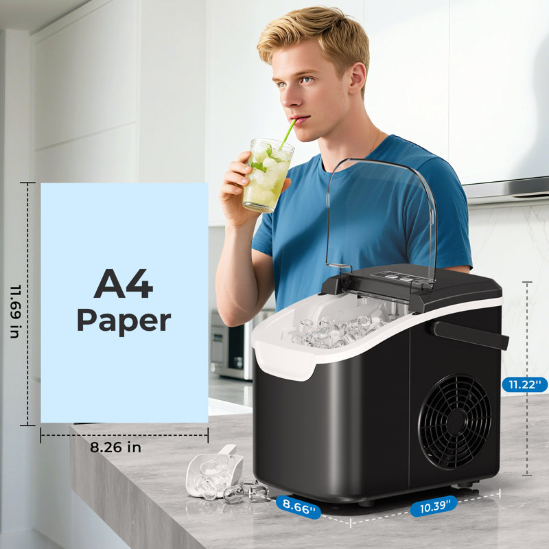 Portable Energy-saving Ice Maker, 8 Ice Cubes In 6 Mins, Weighing 26 Pounds Per Day, Available In Dual Specifications, Essential For Camping, Travel, And Household Use