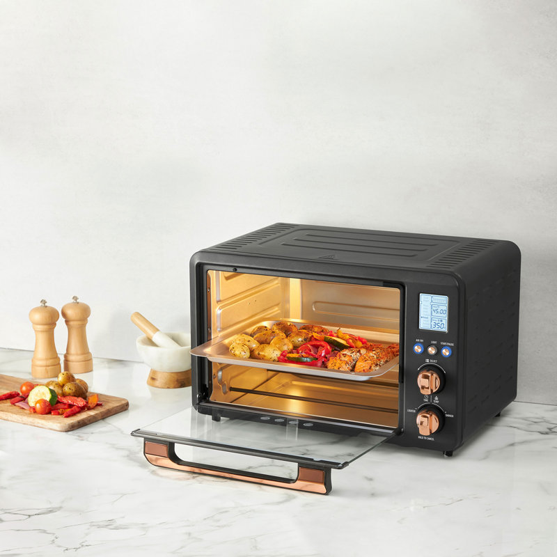 Haden Black Digital 6-Slice Toaster Oven with Air Fryer