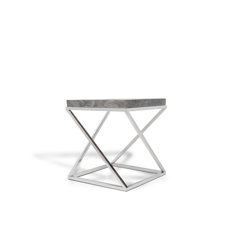 Solid Wood Top Coffee Table, Gray, 15" H x 20" L x 20" W