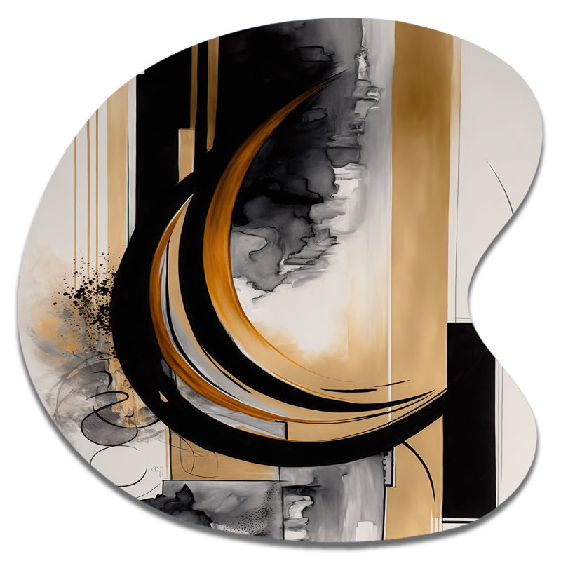 Gold Touch Art Deco II - forme unique, art mural abstrait en métal, sculpture murale asymétrique en métal, H 27 po x l 27 po