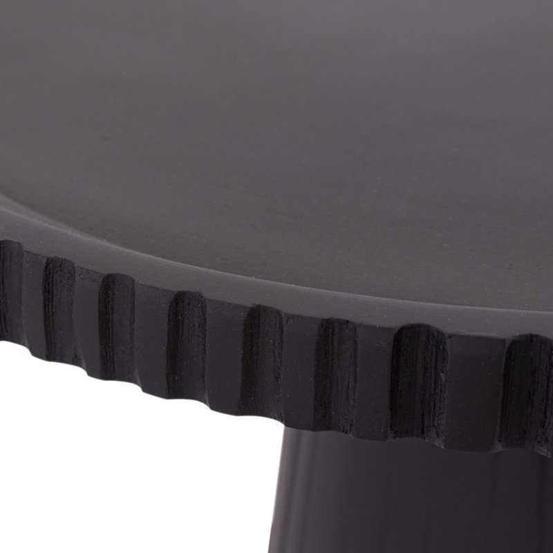  Wooden Carved Side Table – Solid Wood, Natural and Black Finish, Black
