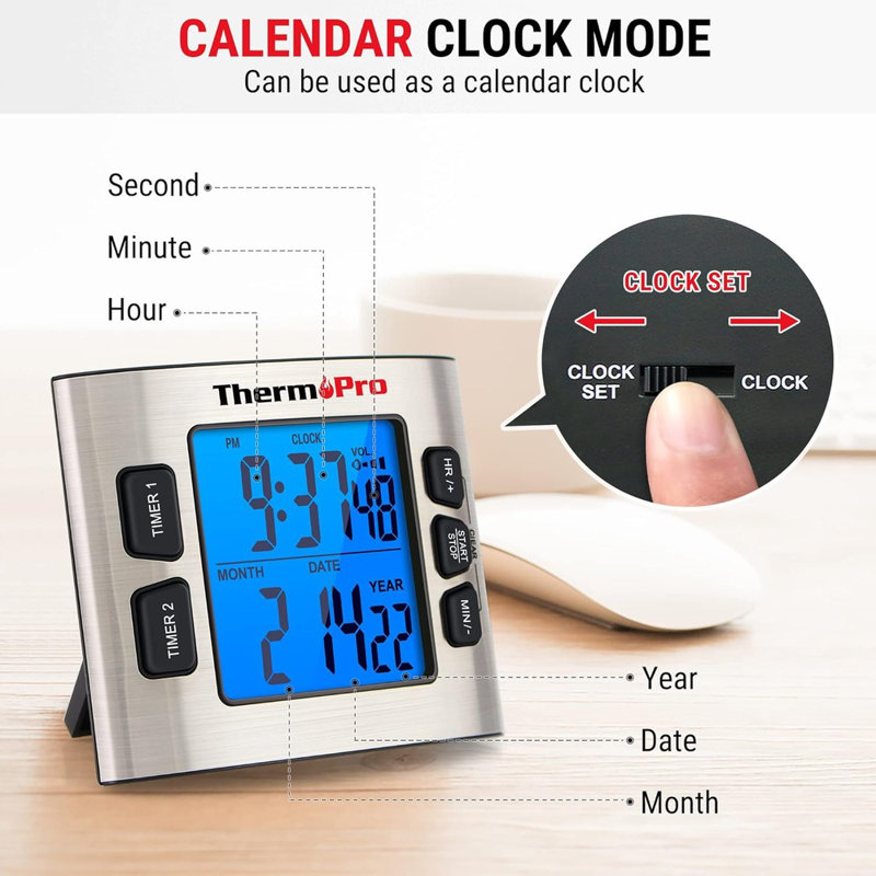 ThermoPro Stainless Steel Dual Countdown Digital Kitchen Timer