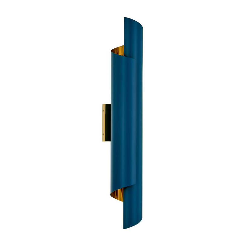 Applique murale en laiton poli et mat 2 pi Piaga Kalco, Bleu mat
