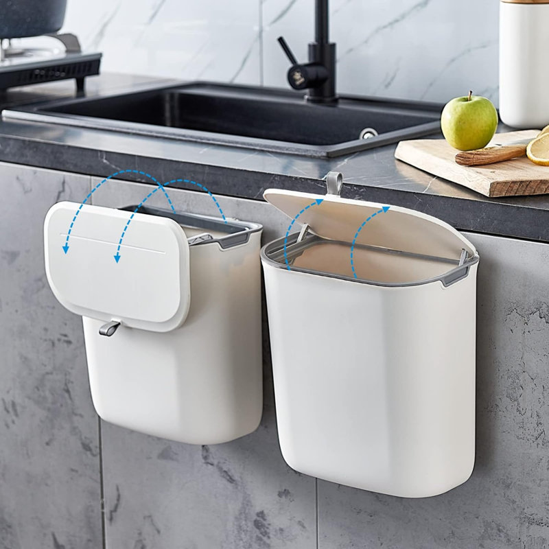 Aglaia Plastic Sliding Lid Kitchen Trash Can - 2.5L