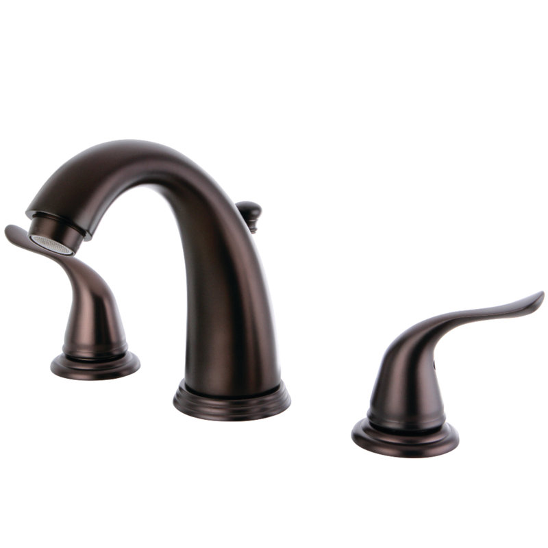 Kingston Brass Yosemite Two-Handle 3-Hole Deck Mount Widespread Bathroom Faucet with Retail Pop-Up Drain, Oil Rubbed Bronze