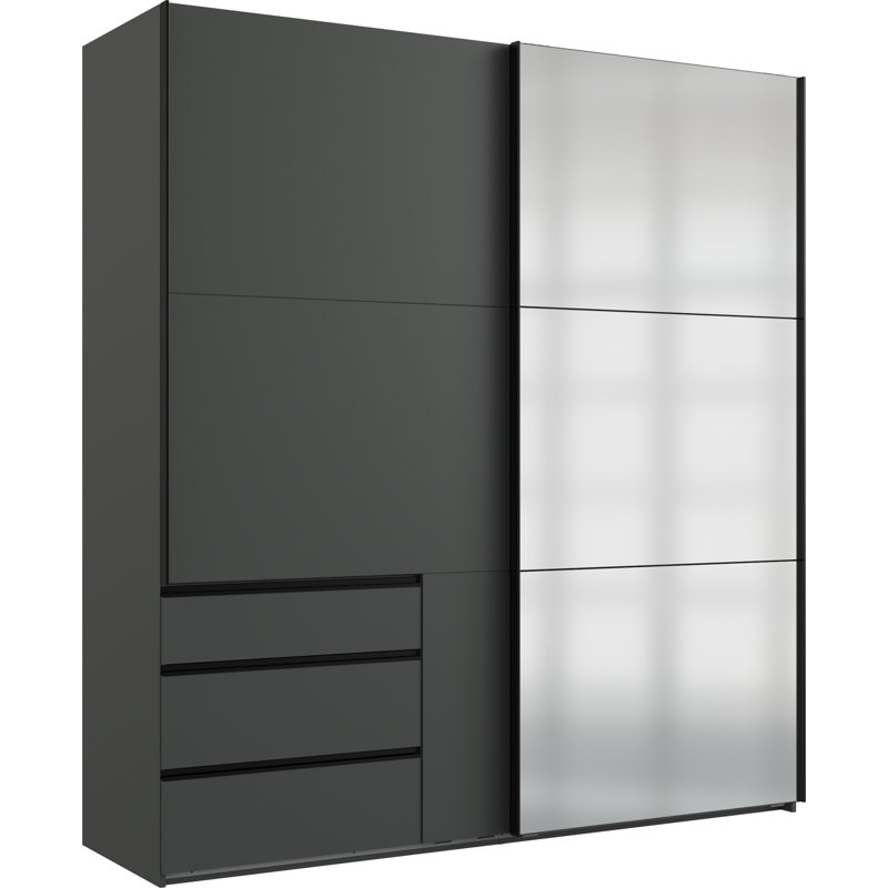 Guardino 2 Door Wardrobe, Graphite, 216cm H x 200cm W x 65cm D