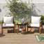 Ensemble de meubles de patio 3 pièces avec plateau en verre trempé et coussins moelleux
