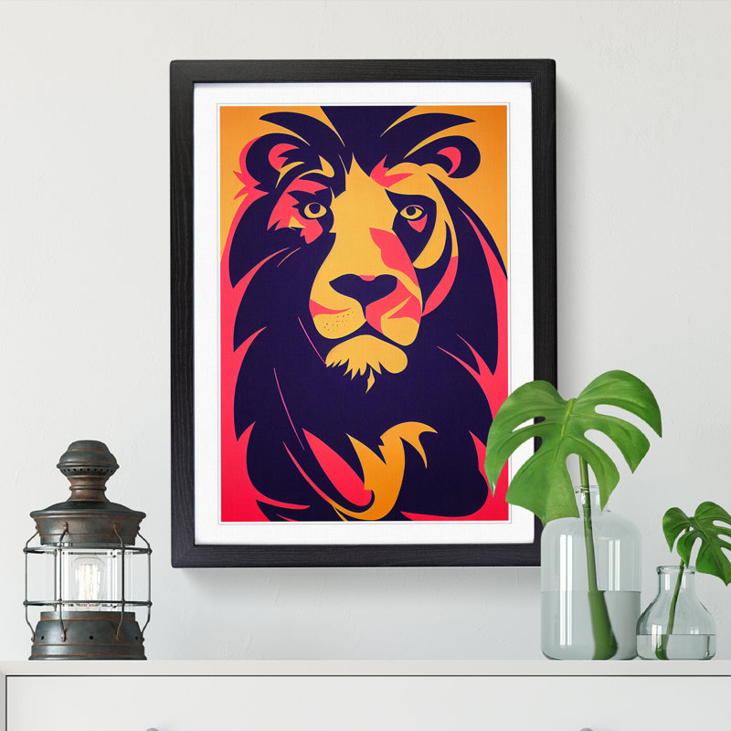Lion Abstract Vol.3 - Picture Frame Print, Black, 64cm H x 46cm W x 2cm D