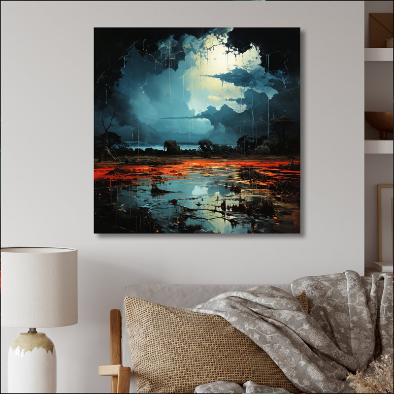 Dramatic Lightning Nights VII - Landscapes Wall Decor, H 30 po x l 30 po x P 1 po, Toile tendue
