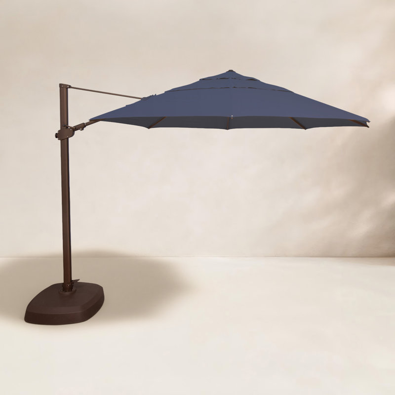 Parasol en porte-à-faux Sunbrella® 12,3 pi Tavin, Toile bleu marine Sunbrella®, Bronze