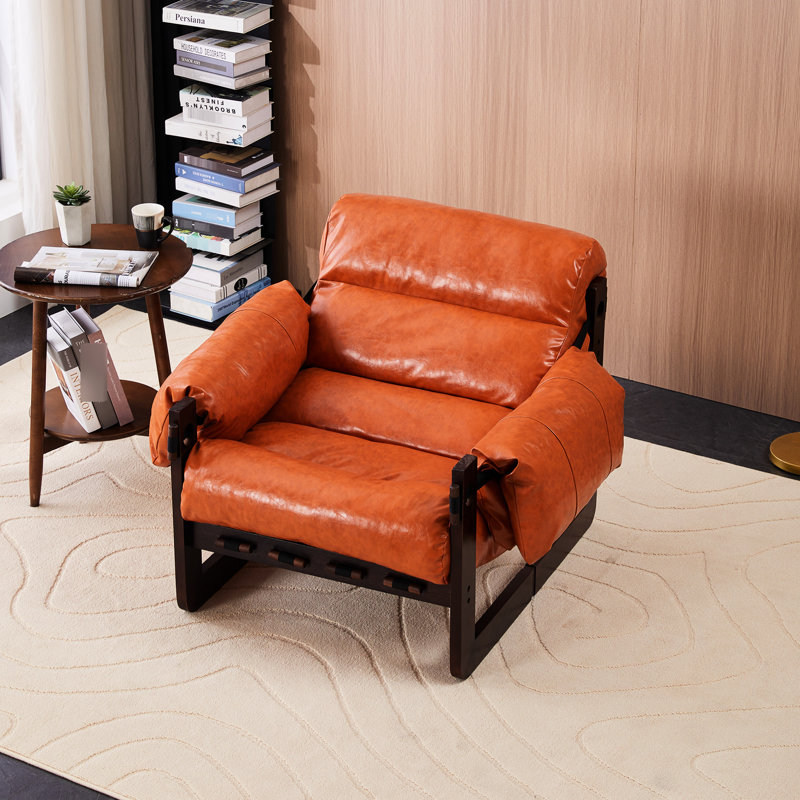 Chaise décorative orange de style moderne médiéval pour le salon, le bureau, la structure amovible en bois d'hévéa à haute température, la housse de coussin de siège rétro hydrofuge, le rembourrage en polypropylène, la stabilité