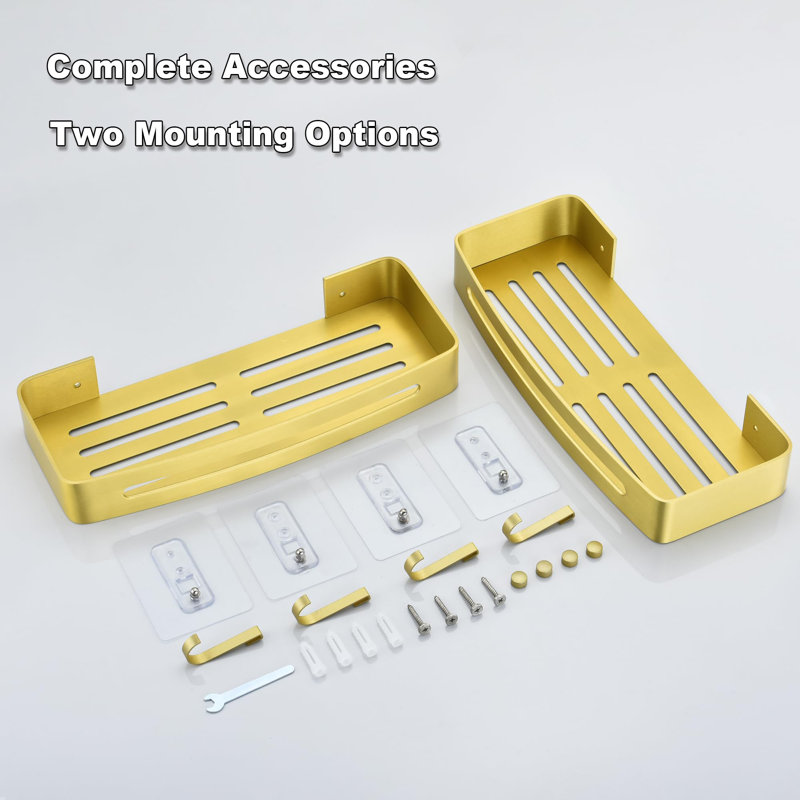 Hallsburg Wall Shower Caddy, Brushed Gold