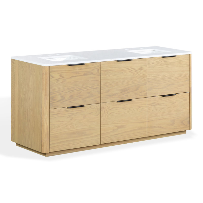 Meuble-lavabo double 72 po Gabrietta, Naturel