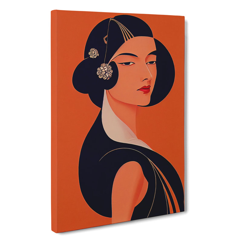 Art Deco Woman No.1 - Wall Art, 50cm H x 35cm W x 3cm D, Wrapped Canvas