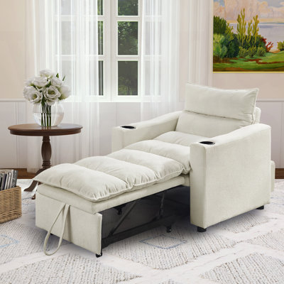 Clorice Convertible Sleeper Sofa Chair Bed,Pull Out Sleeper Couch with Cupholders by Rosdorf Park