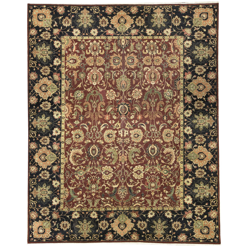 Tapis rouge et beige noué à la main de haute qualité