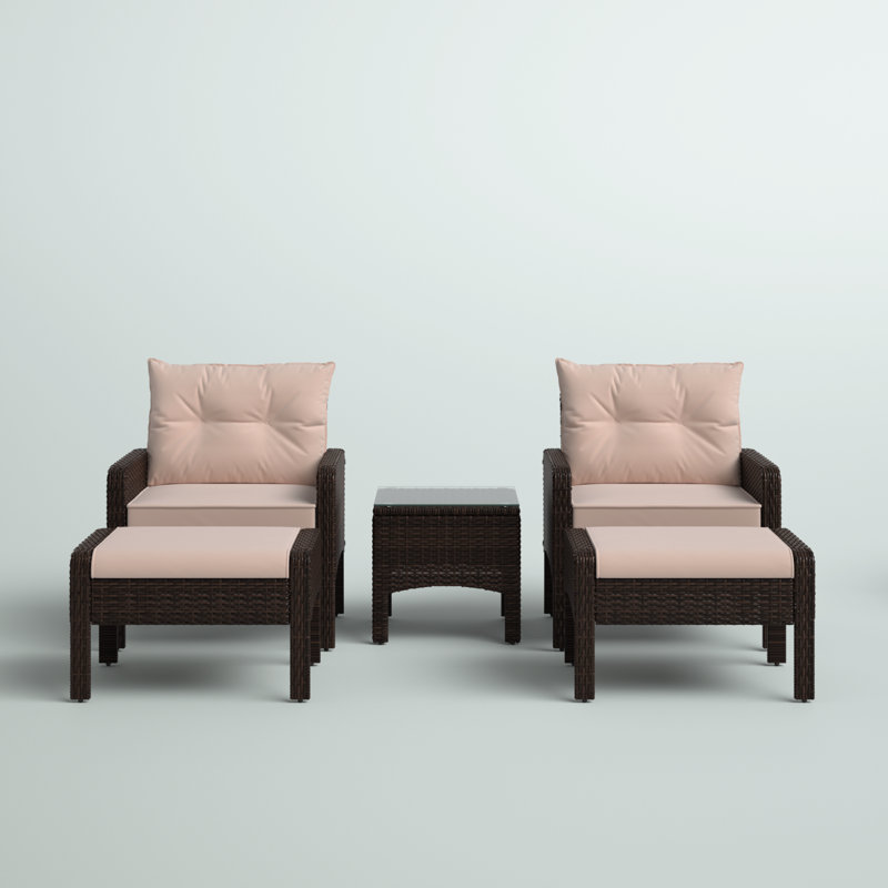 Choudhury Wicker 4 - Person Patio Conversation Sets with Cushions, Beige