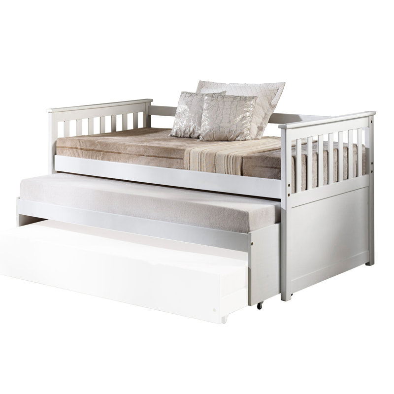 Lit de jour simple avec option de lit pliable et pliable - Bois massif et confortable unité de fabrication amovible en pin blanc