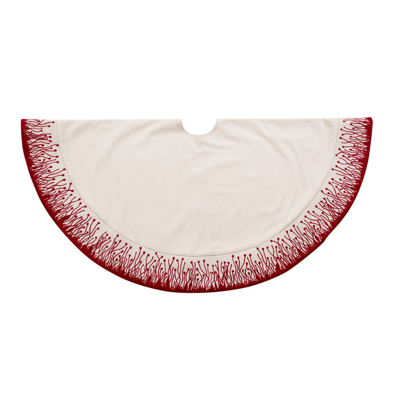 Flora Christmas Tree Skirt in Red