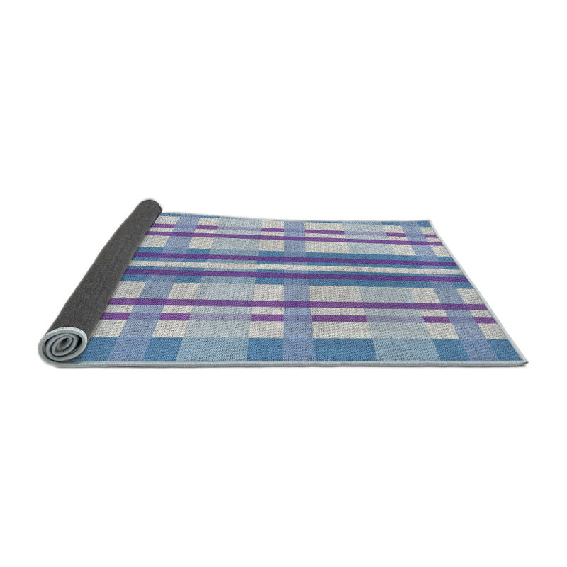 Tapis bleu/beige/mauve à motifs, Rond 4 pi