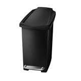 Simplehuman 10 Liter / 2.6 Gallon Compact Slim Bathroom or Office Step Trash Can, Black Plastic