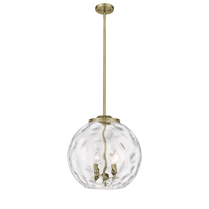 3 - Light Sphere Pendant, 17.13" H x 15.75" W x 15.75" D, Antique Brass