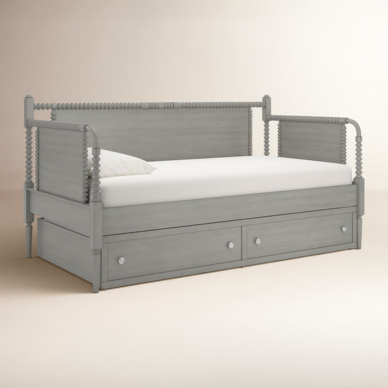 Lit de jour avec lit gigogne Delaria, Gris antique