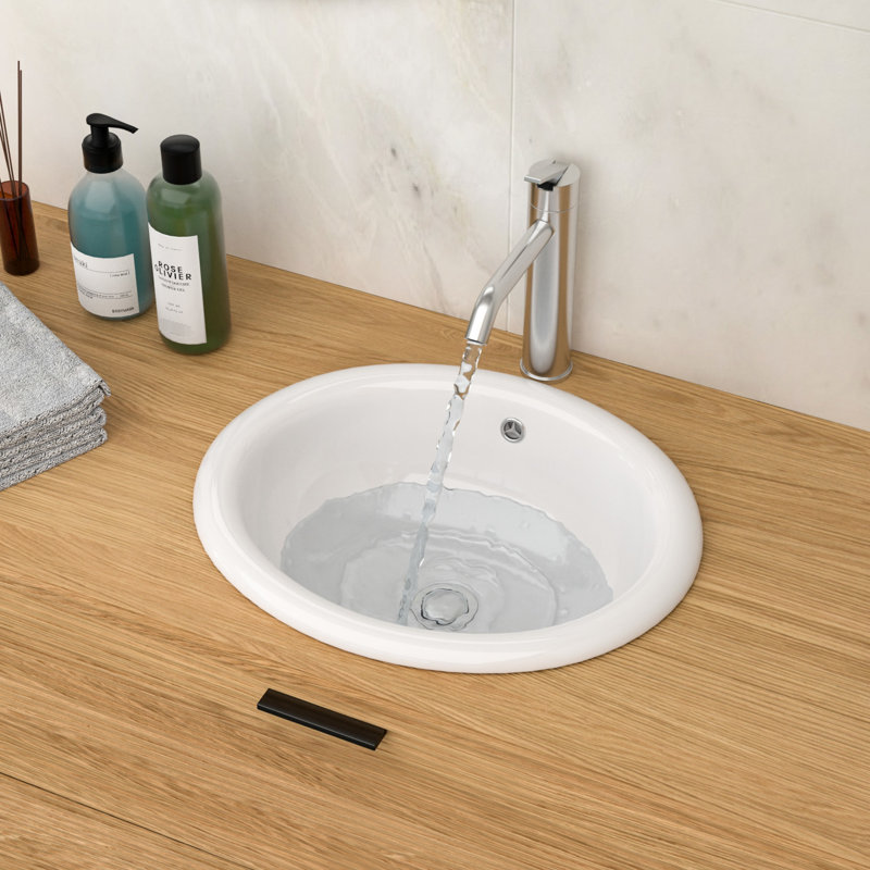 White 17"X15.5" Ceramic Semi - Recessed Bathroom Sink, Modern Aesthetic Design, Scratch Body, Quick Maintenance Routine Countertop Vessel Construction Quality, Stain Look Simple Installation Means