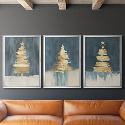 Christmas Holiday Art CXCV - Toile tendue avec châssis sur mesure - 3 pièces