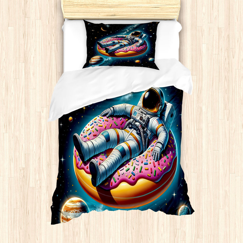 Funny Astronaut Duvet Cover, Twin Duvet Cover + 1 Standard Shams