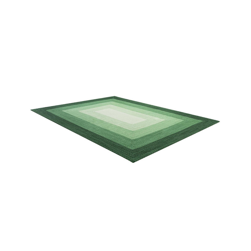  Ombre Hand Braided Wool Rug, Rectangle 2' x 3'1", Green