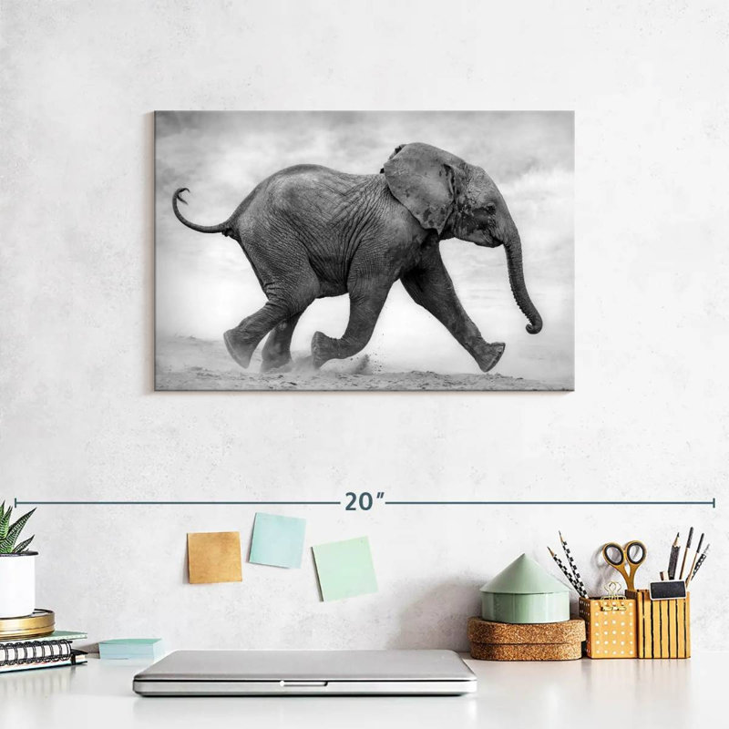 Brampt Baby Elephant Running, 8" H x 12" W