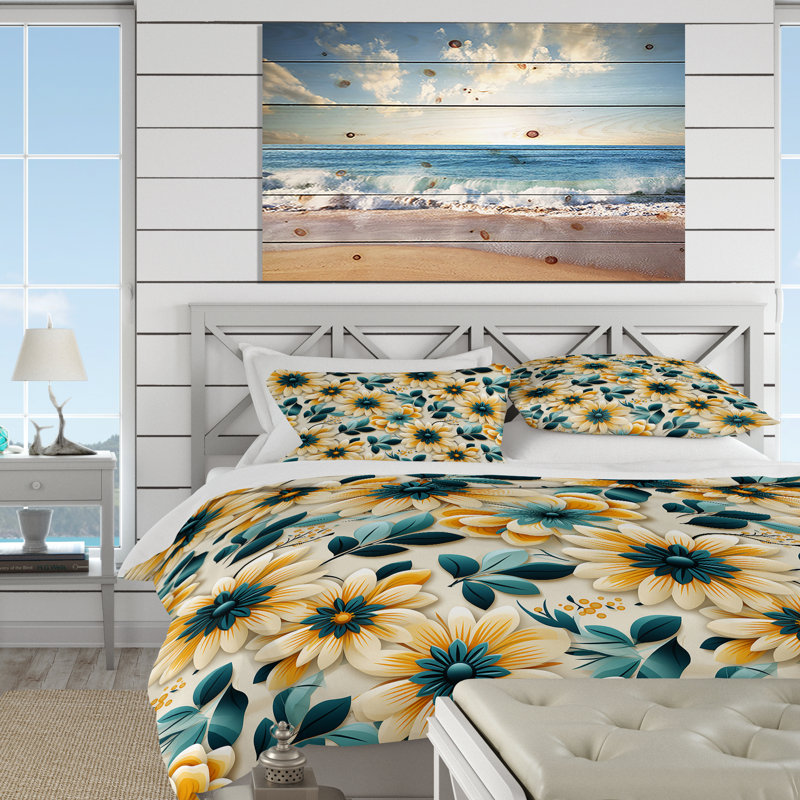Ensemble de housse de couette zen jaune et bleu, Housse de couette pour très grand lit et 2 très