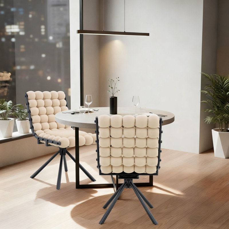 Ensemble de 2 chaises d'appoint pivotantes modernes avec revêtement doux, rembourrage à haute résilience et pieds de support en métal pour la salle de réception