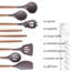 Ensemble d'ustensiles de cuisine en silicone 6 pièces avec poignée en bois pour ustensiles de cuisine non autocollants Cuillères de service résistantes à la chaleur