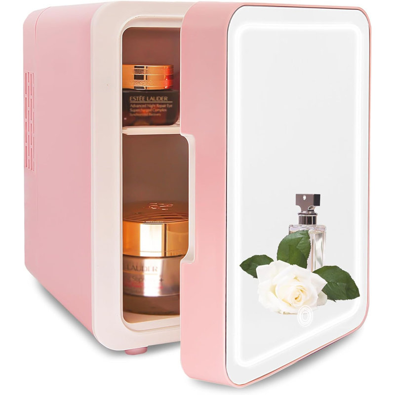 6 can / 0.14 cu. ft. Countertop Mini Fridge for Skincare, Pink