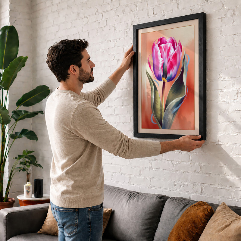 Magenta Tulip Botanical - Print, Unframed, A4 - 29.7 x 21.0 cm