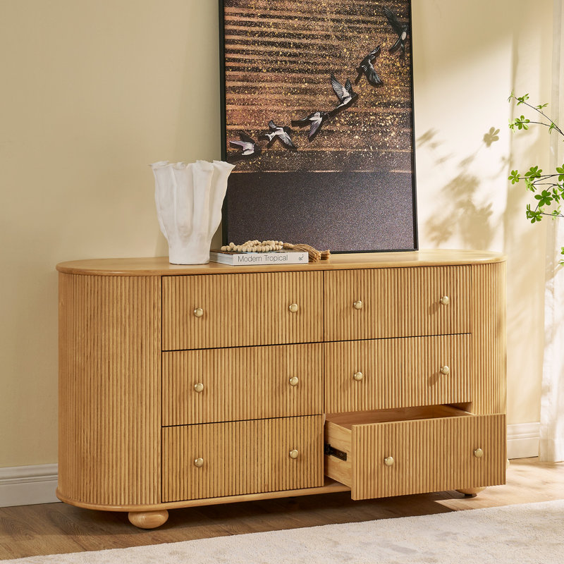 Commode en bois de frêne à 6 tiroirs 60 po Hernest