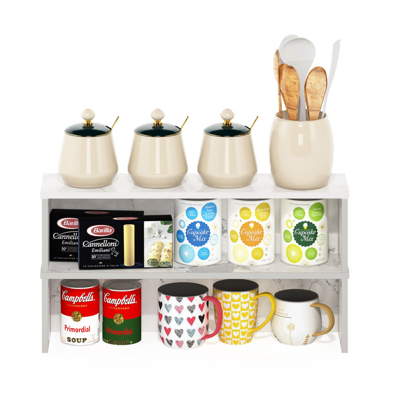 Bagdat Wood Kitchen Counter Stackable Organizer Shelf, 6.14" H x 23.62" W x 5.75" D