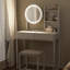 Meuble-lavabo de 31,5 pouces avec miroir rond éclairé à DEL, coiffeuse de chambre à coucher avec prise de courant