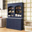 Ensemble de 2 grands garde-manger autoportants avec plateau en faux marbre, tiroirs et tablette réglable-572654382