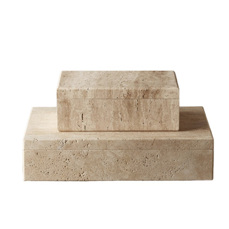 Travertine Rectangle Box Small Cream