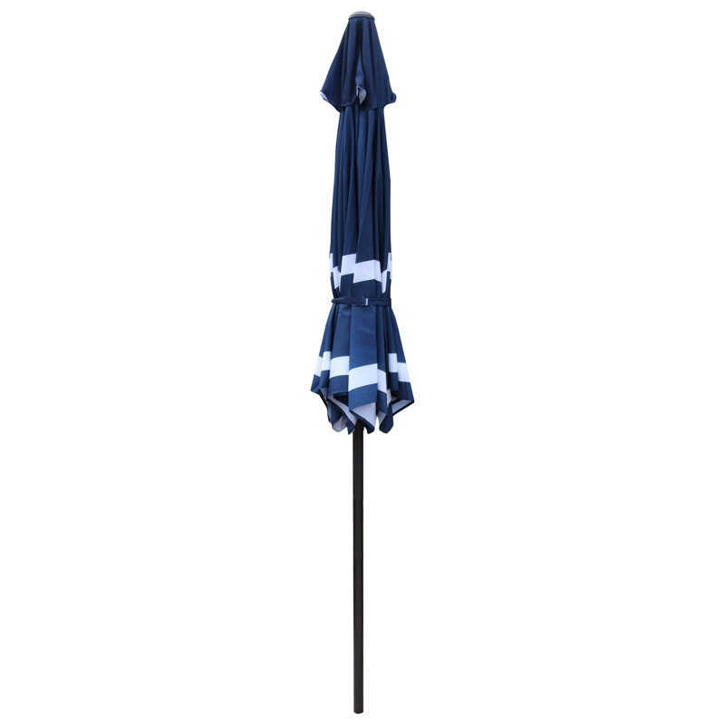 Stegall 108'' Tilt Market Umbrella, Navy Blue/White