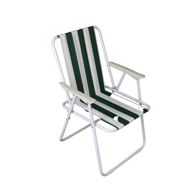 Cennet Folding Camping / Picnic Chair in Green and White Garden Patio