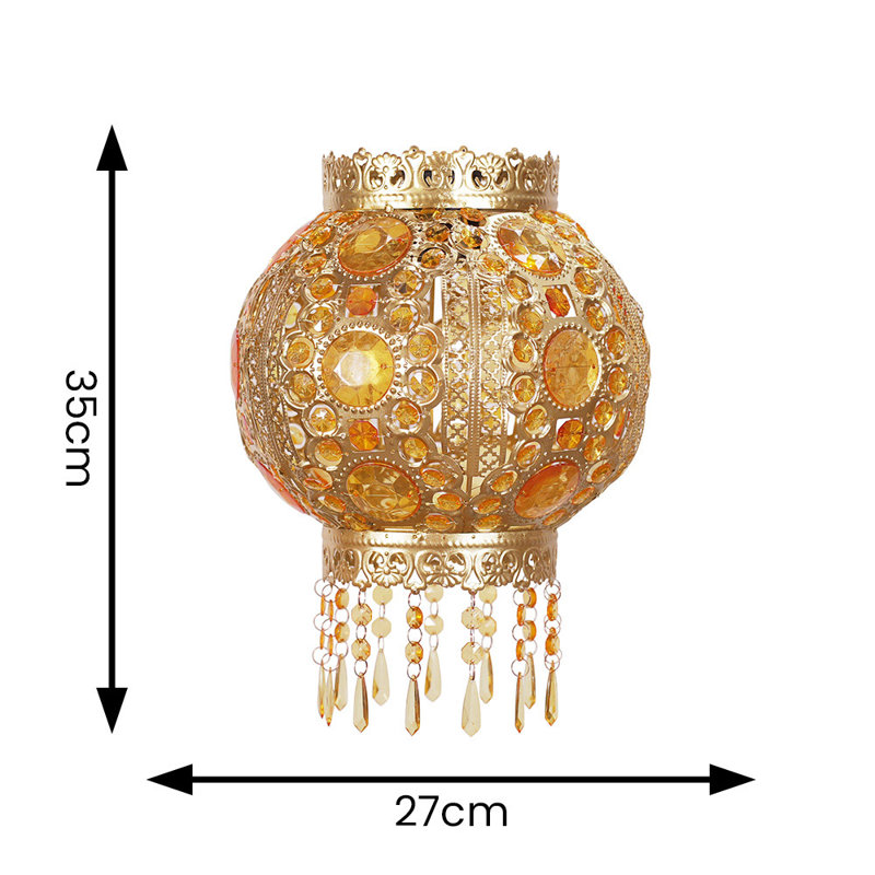35cm H Metal Round Pendant Shade, Gold